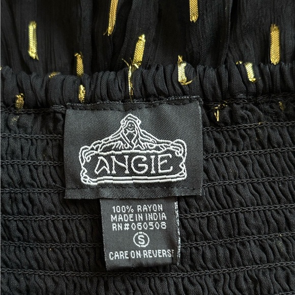 Angie Women's Twist Front Keyhole Long Sleeve Swiss dot black Dress size small - Picture 10 of 13